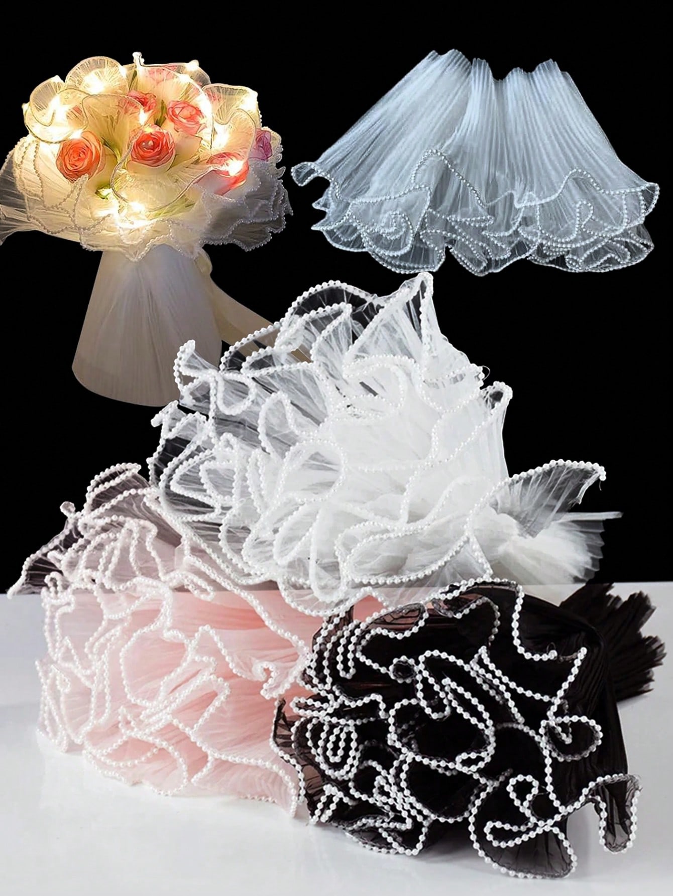 Supply For Florist - 4Yards Faux Pearl Edge Flower Wrapping