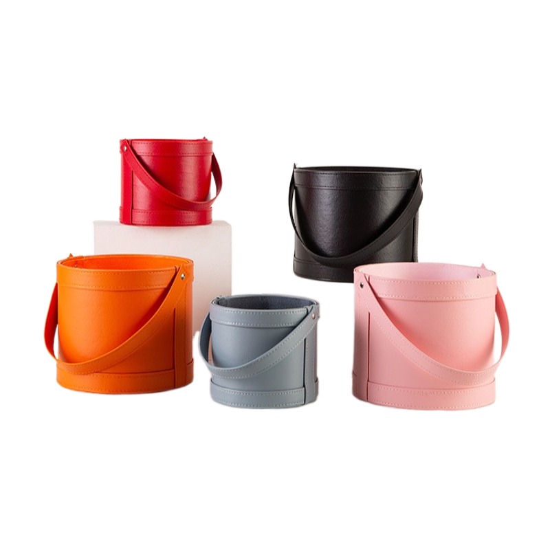 Portable Leather Round Gift Bo - đánh giá và giá Florist Supply Buckets