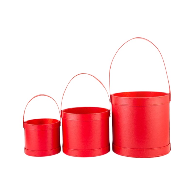 Portable Leather Round Gift Bo - đánh giá và giá Florist Supply Buckets